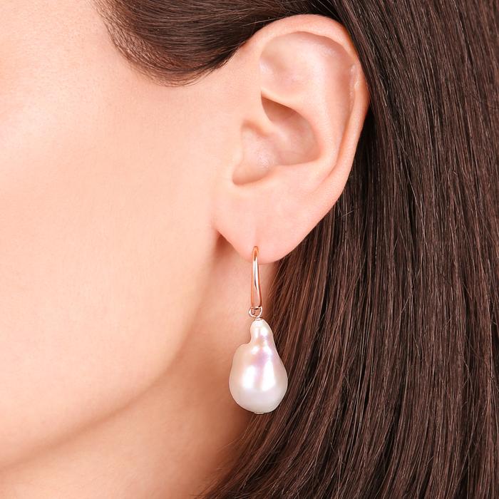Bronzallure White Baroque Pearl Luxury Drop Earrings