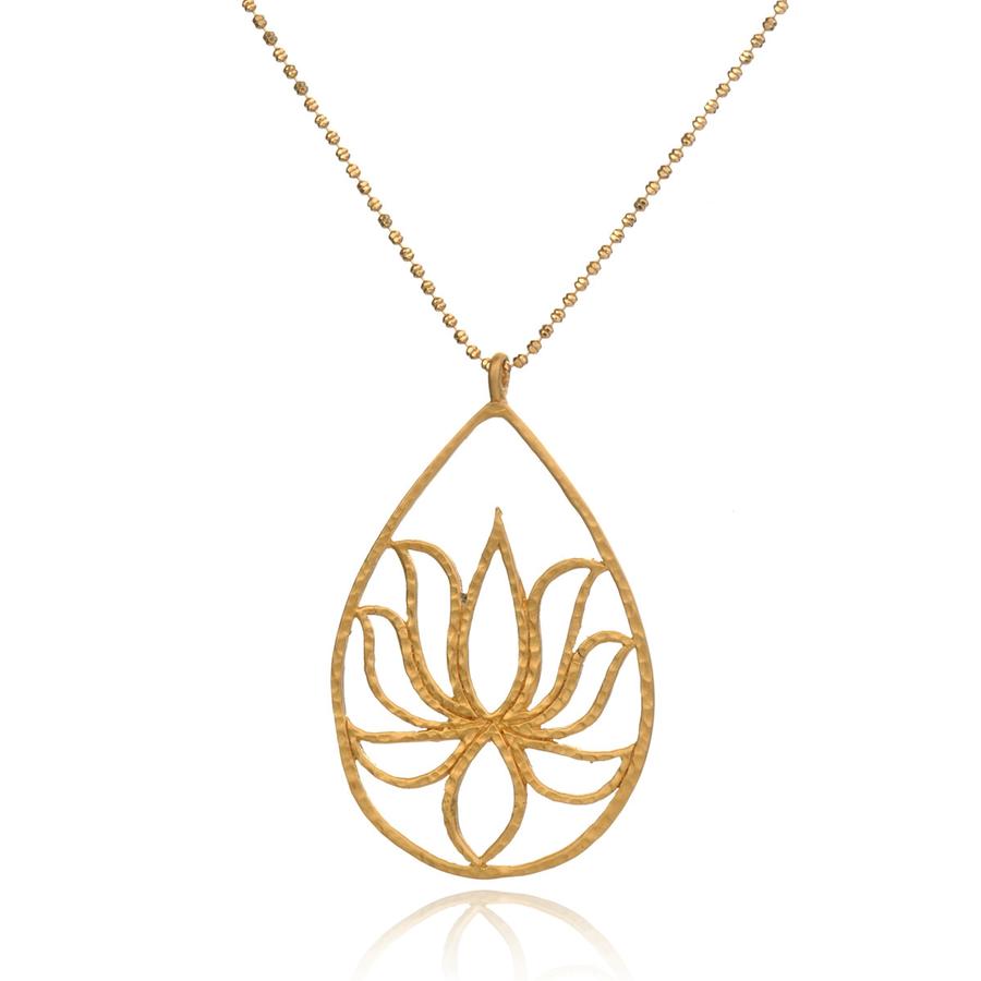 SatyaGold Etched Lotus Necklace