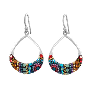 Mosaico Sterling Bright Multicolour Small Open Teardrop Earrings