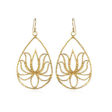 Satya Gold Teardrop Lotus Earrings