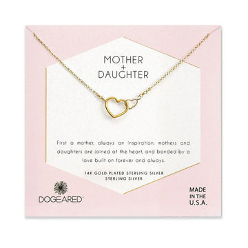 Dogeared Gold 'Mother and Daughter' Linked Hearts Necklace