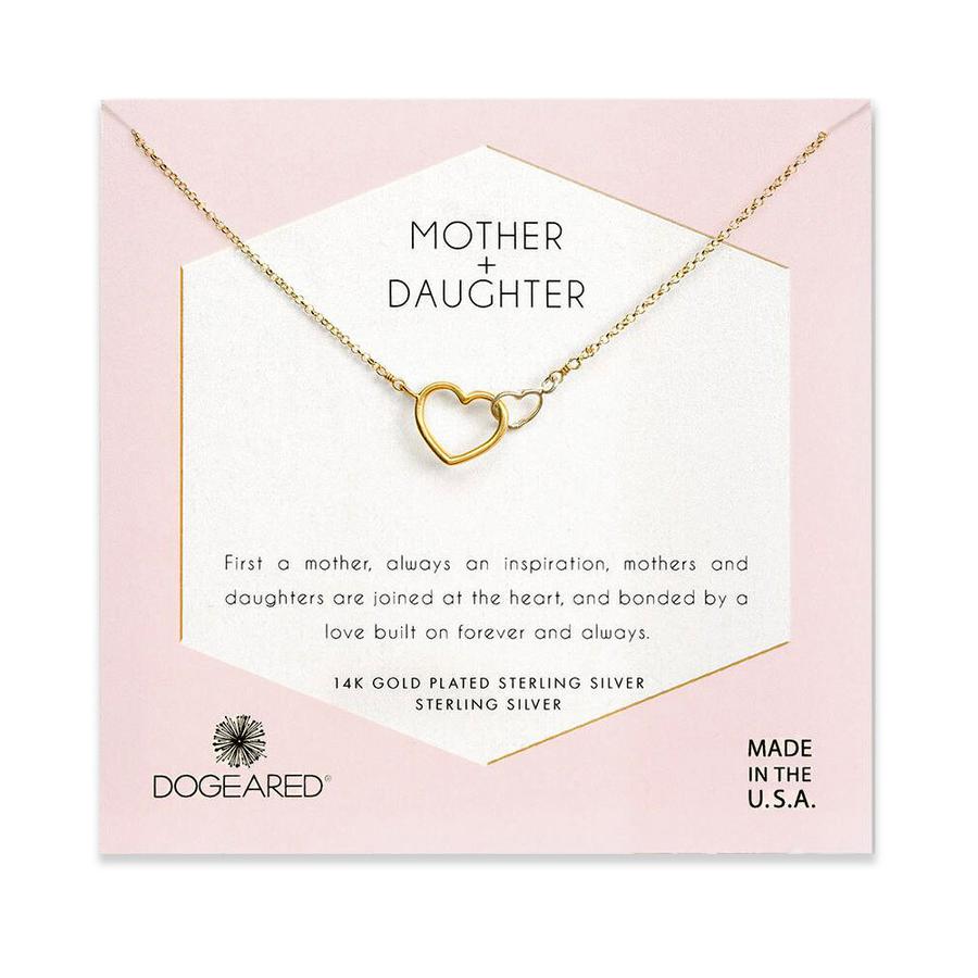 Dogeared Gold 'Mother and Daughter' Linked Hearts Necklace