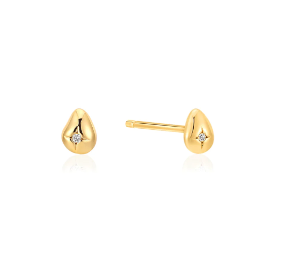 Ania Haie Gold Pebble Sparkle Stud Earrings