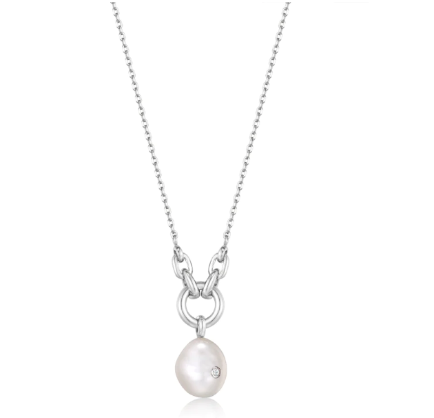 Ania Haie Silver Pearl Sparkle Pendant Necklace