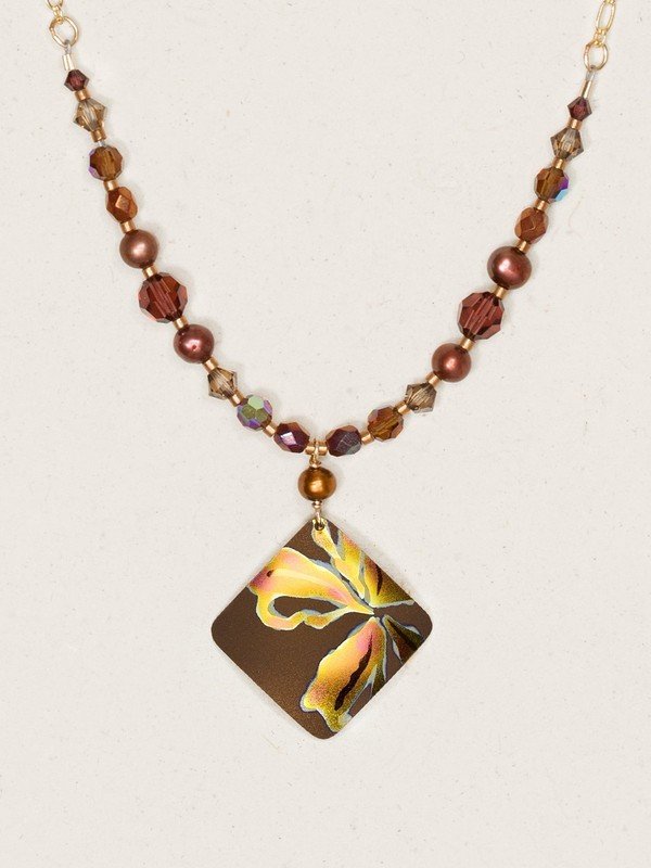 Holly Yashi Brown Peach 'Sedona' Beaded Necklace