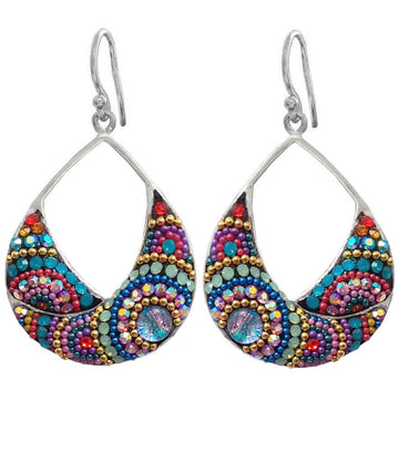 Mosaico Sterling Bright Multicolour Wide Open Teardrop Earrings