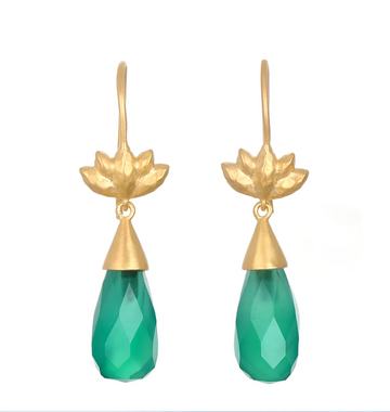 Satya Guided Journey Lotus Green Onyx Earrings