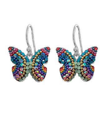 Mosaico Sterling Bright Multicolour Butterfly Drop Earrings