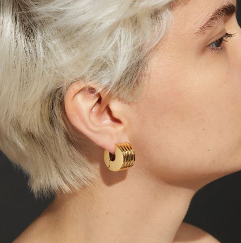 Jenny Bird Gold Toni Superwide Ribbed Hoops