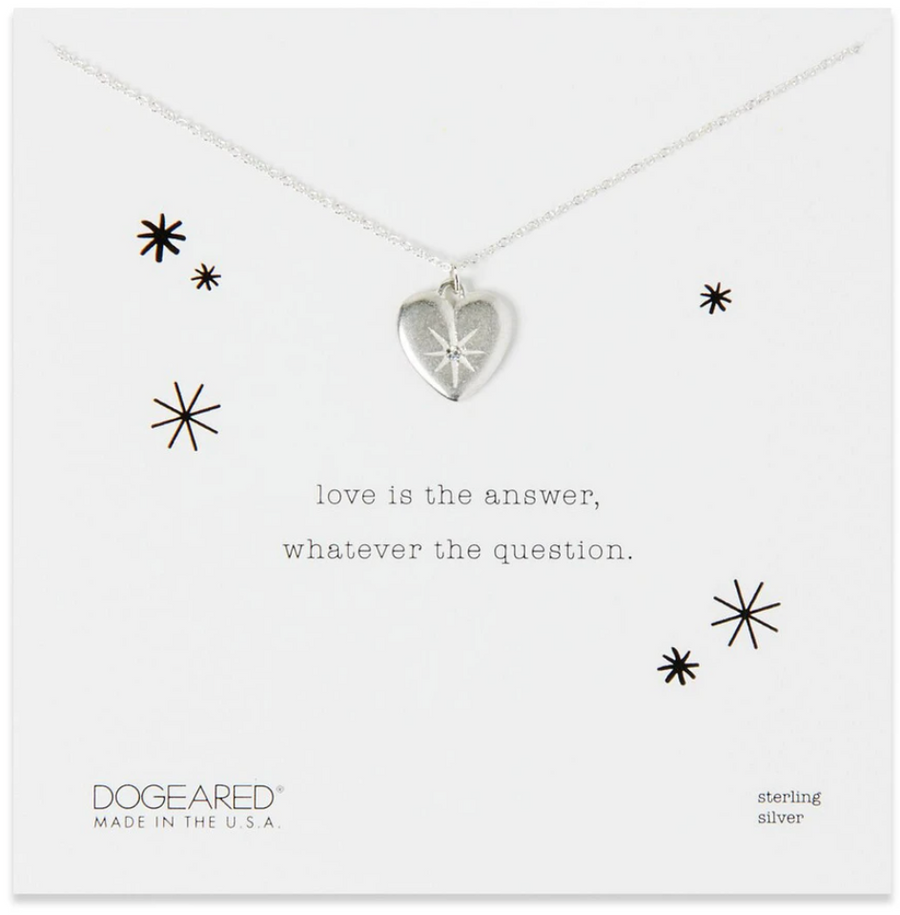 DOGEARED SILVER LOVE IS THE ANSWER NECKLACE