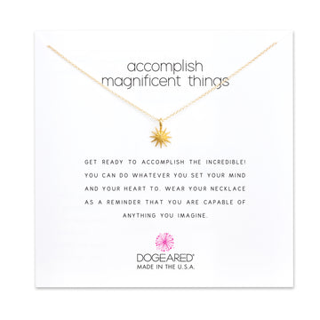 Dogeared Gold 'Accomplish Magnificent Things' Starburst Necklace