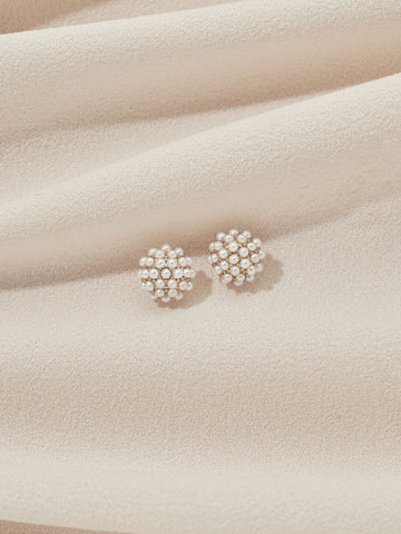 Olive and Piper Gold Mini Pearl Pave Studs