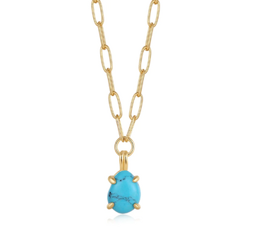 Ania Haie Gold Turquoise Chunky Chain Drop Pendant Necklace