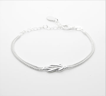 Marseille Sterling 2 Strand Bracelet with Infinity Knot Center