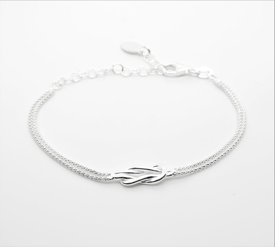 Marseille Sterling 2 Strand Bracelet with Infinity Knot Center