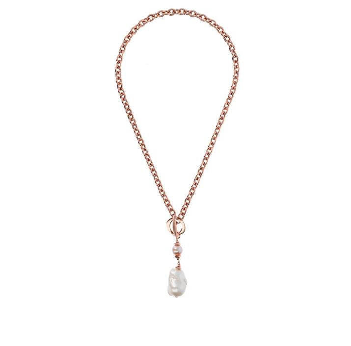 Bronzallure Pearl Stations Y Chain Necklace