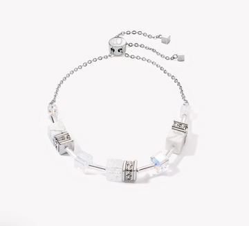 Coeur De Lion Rock Crystal and Howlite Geo Cube Slider Bracelet