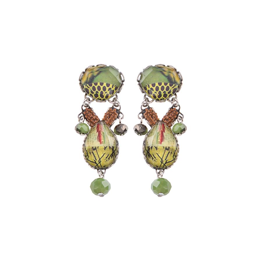 Ayala Bar Green Meadow Mantis Hook Earrings