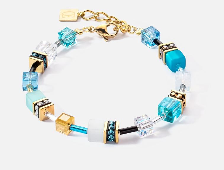 Coeur De Lion Gold Aqua Geo Cube Bracelet