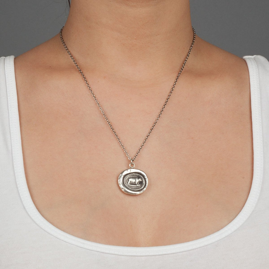 Pyrrha Bronze Mother Bear Necklace