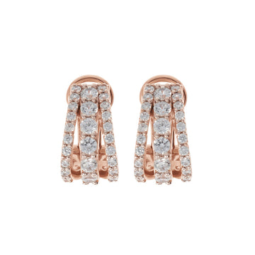 Bronzallure 3 Row CZ Omega Earrings