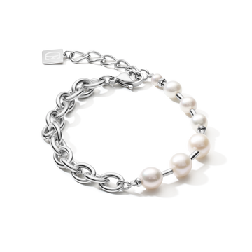 Coeur De Lion Silver Pearl Chain Bracelet