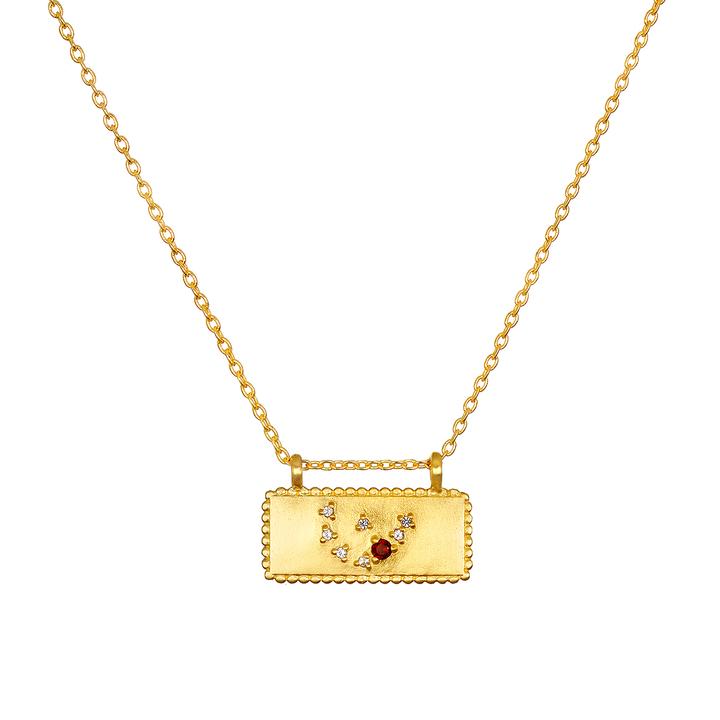 Satya Gold Capricorn Garnet Zodiac Necklace
