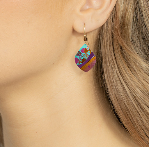 Holly Yashi Amber Wave Teal Purple 'Lani' Earrings