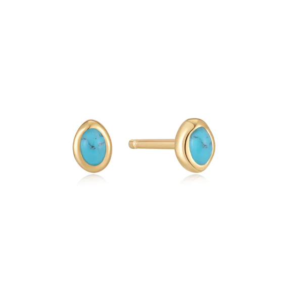 Ania Haie Gold Turquoise Wave Stud Earrings