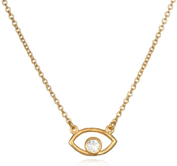 Satya Gold White Topaz Protection Eye Necklace