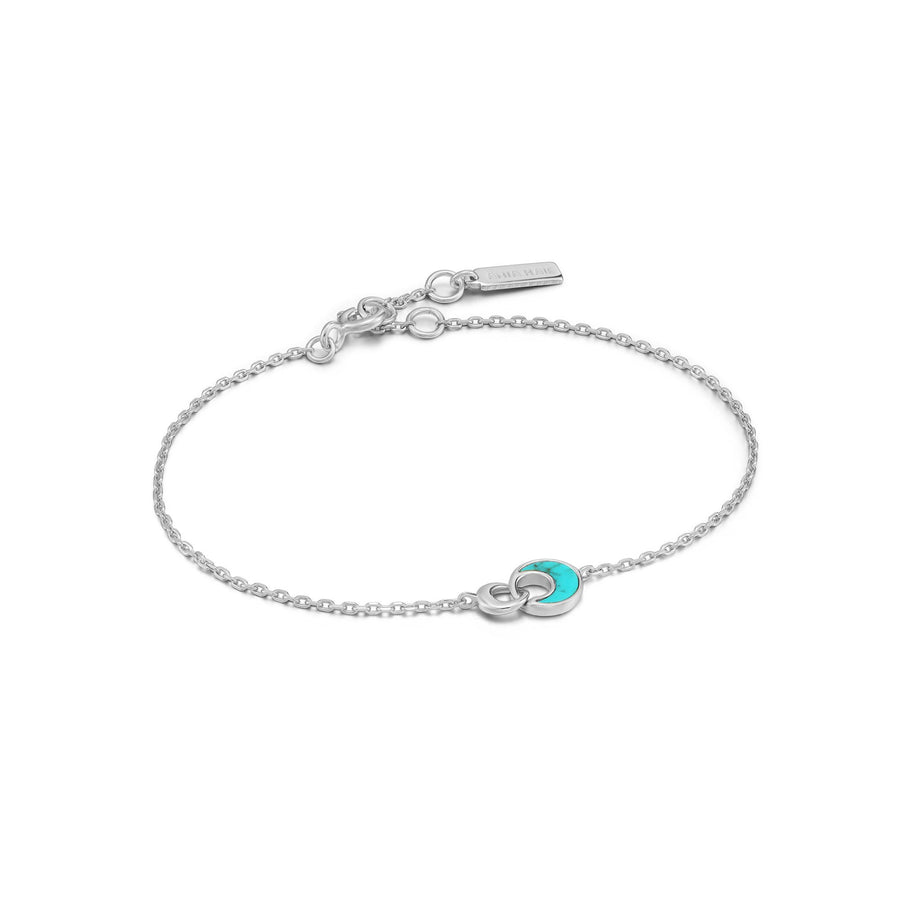 Ania Haie Silver Tidal Turquoise Crescent Link Bracelet