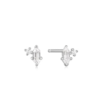 Ania Haie Silver Sparkle Emblem Stud Earrings