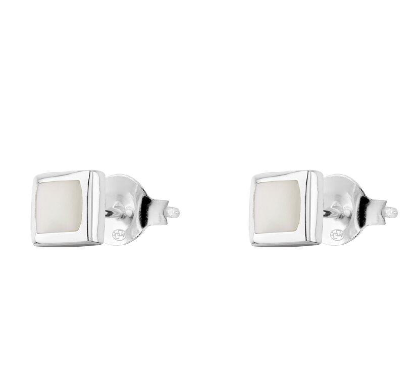 Marseille Silver Mother of Pearl Square Studs