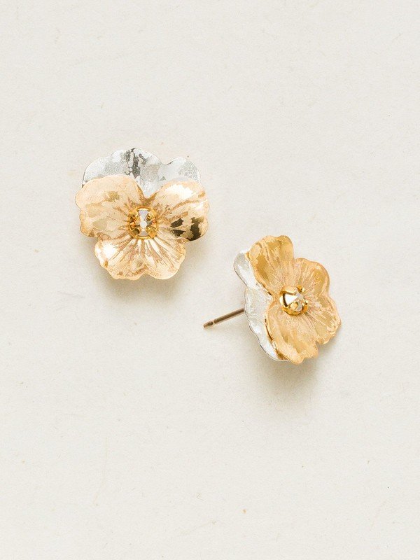 Holly Yashi Champagne 'Garden Pansy' Post Earrings