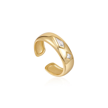 Ania Haie Gold Sparkle Emblem Thick Ring