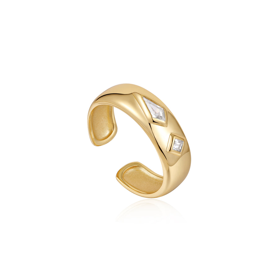 Ania Haie Gold Sparkle Emblem Thick Ring