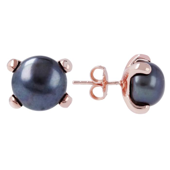 Bronzallure Black Pearl Stud Earrings