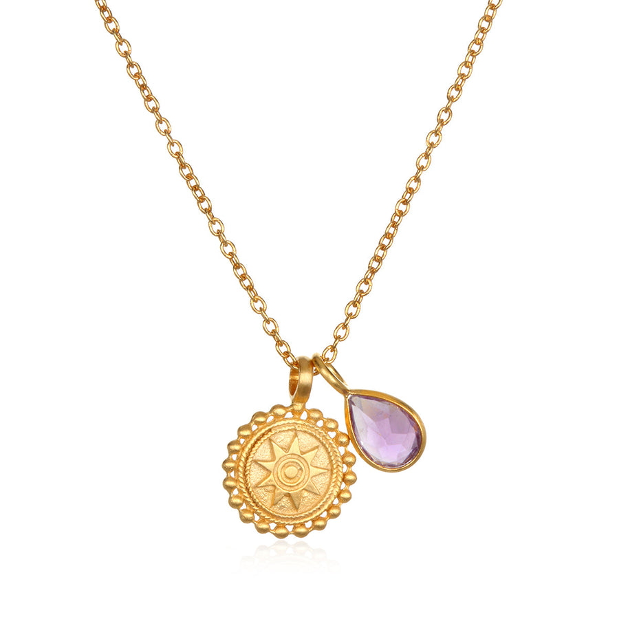 Satya Gold Amethyst February Mandala Necklace