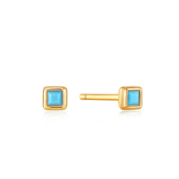 Ania Haie Gold Square Turquoise Studs