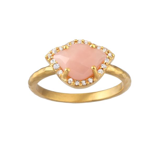 Satya Pink Opal Lotus Ring Size 8