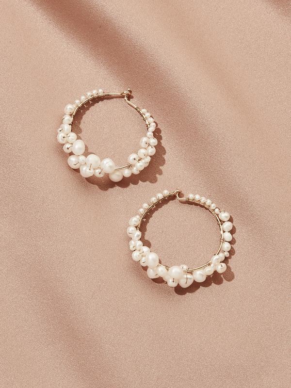 Olive and Piper Gold 'Cruz' Pearl Hoops
