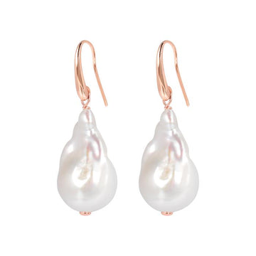 Bronzallure White Baroque Pearl Luxury Drop Earrings