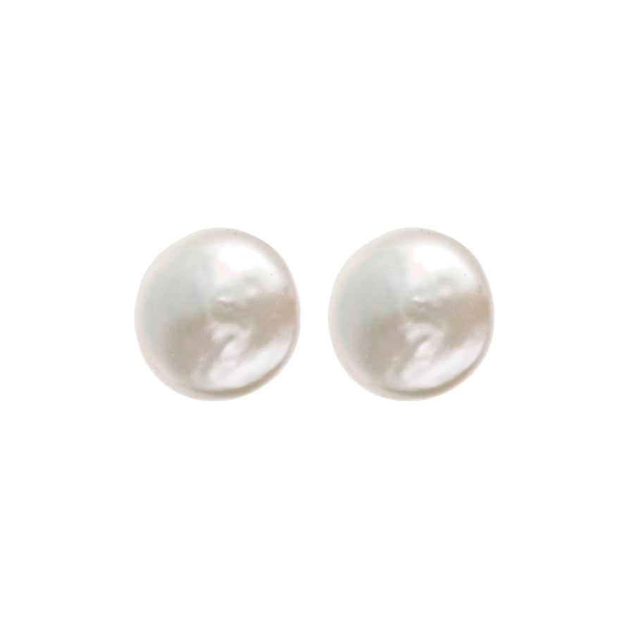 Bronzallure Freshwater Pearl Button Earrings