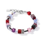 COEUR DE LION Silver Pink Red Purple Geo Cube Bracelet