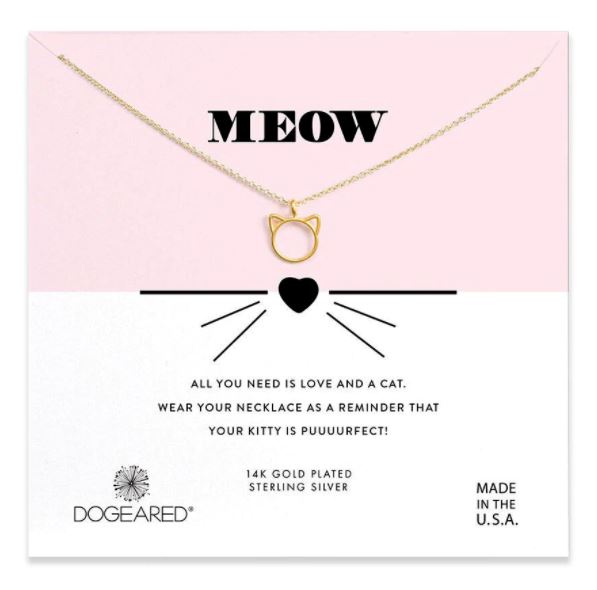 Dogeared Gold 'Meow' Cat Necklace