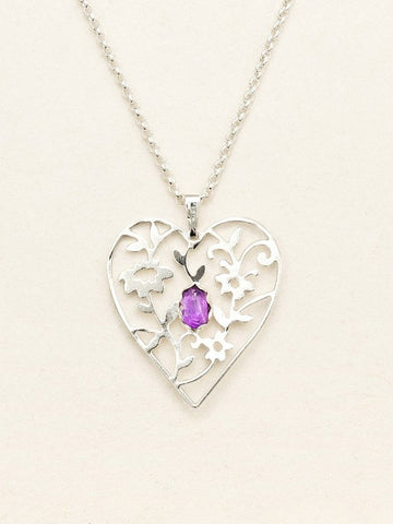 Holly Yashi Amethsyt/Silver Blooming Heart Necklace