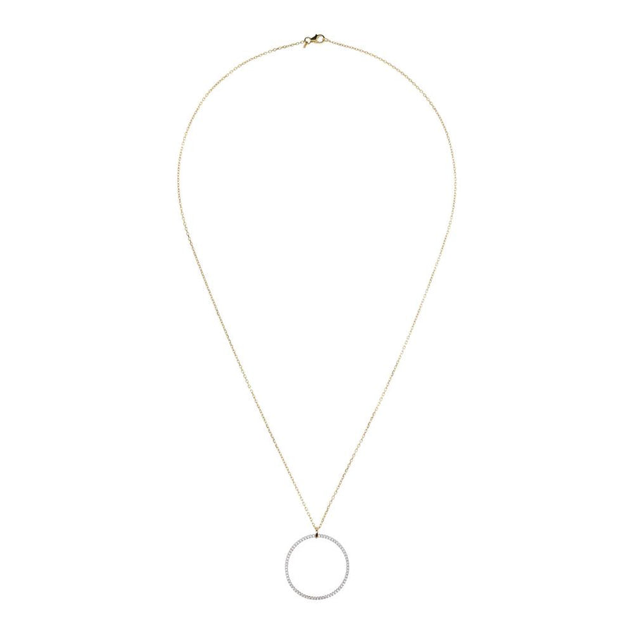 Bronzallure Pavé Open Circle Pendant Golden Necklace