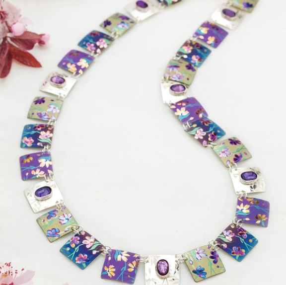 Holly Yashi Purple Blue Garden Sonnet Collar Necklace