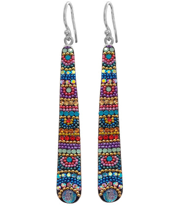 Mosaico Sterling Bright Multicolour Large Slim Drop Earrings
