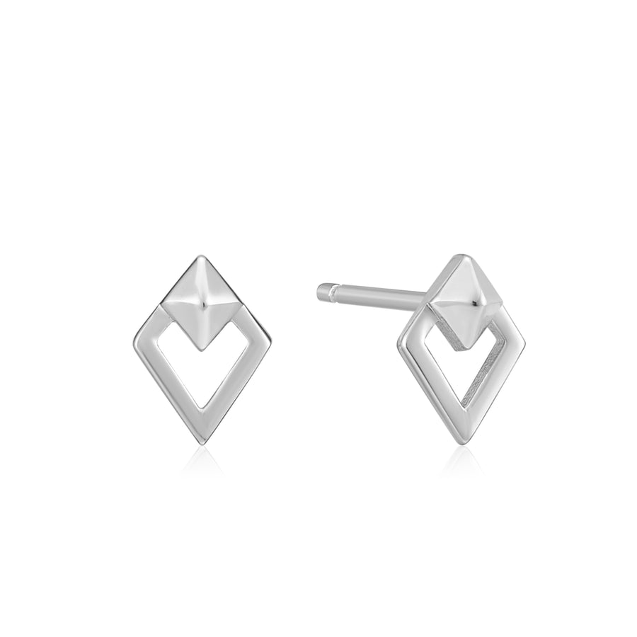 Ania Haie Silver Spike Diamond Stud Earrings
